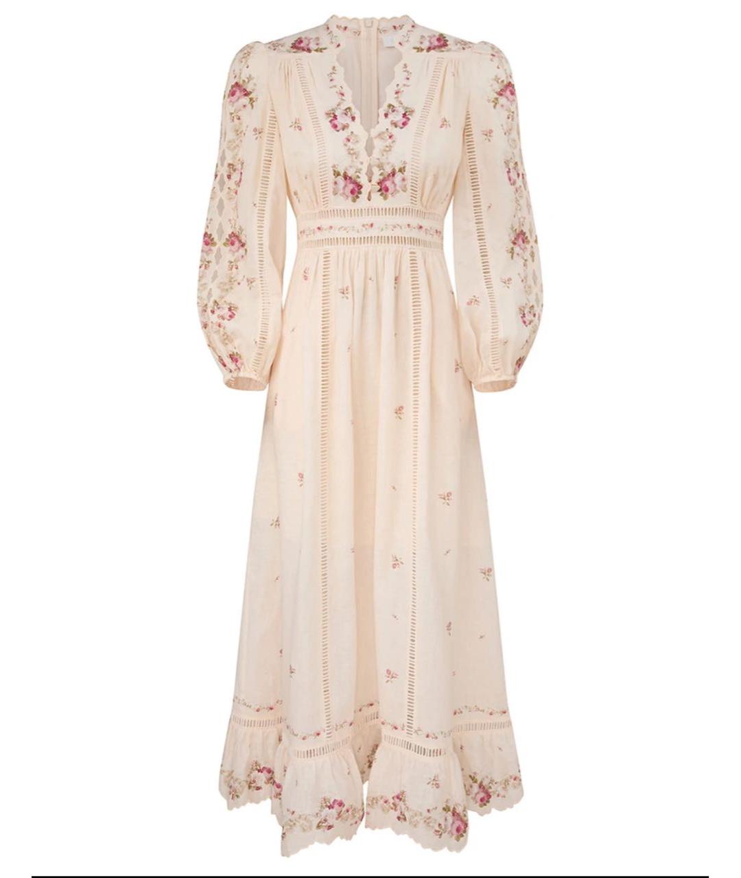 ZIMMERMANN Бежевое льняное платье, фото 7