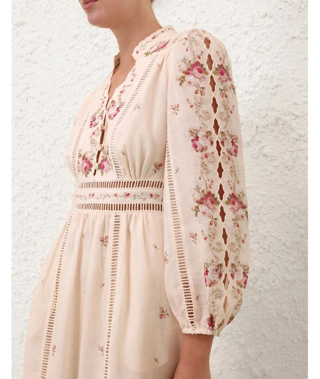 ZIMMERMANN Бежевое льняное платье, фото 6