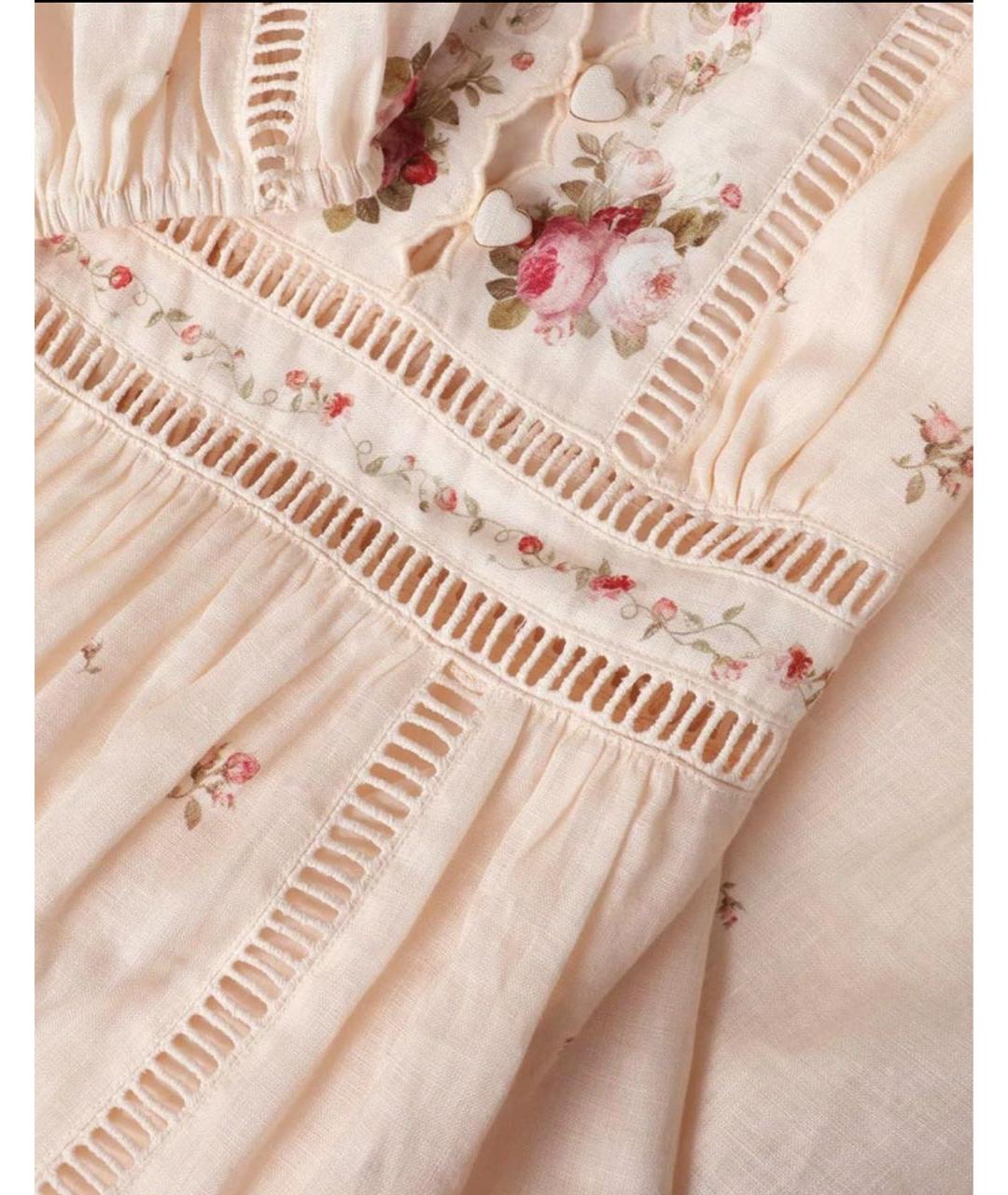 ZIMMERMANN Бежевое льняное платье, фото 4