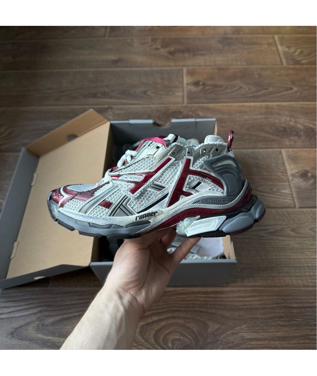 BALENCIAGA Бордовые текстильные кроссовки, фото 7