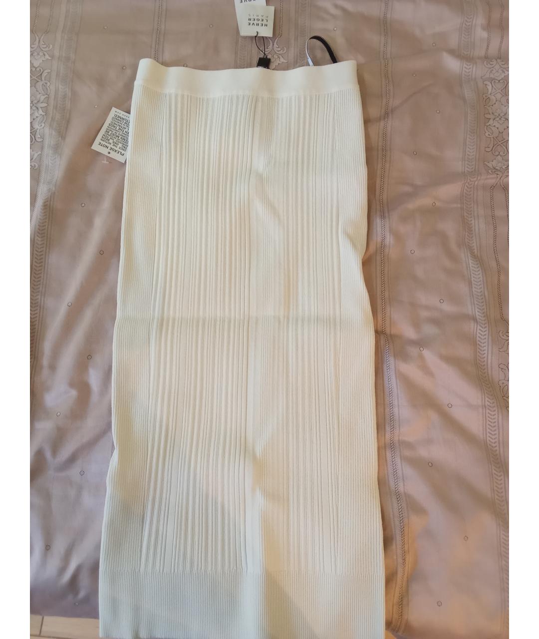 HERVE LEGER Белая вискозная юбка миди, фото 9