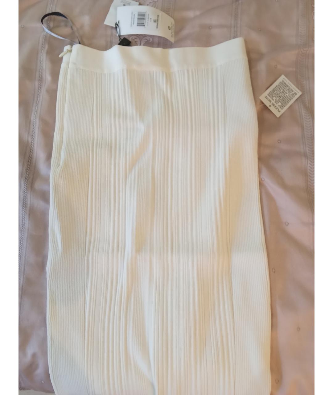 HERVE LEGER Белая вискозная юбка миди, фото 2