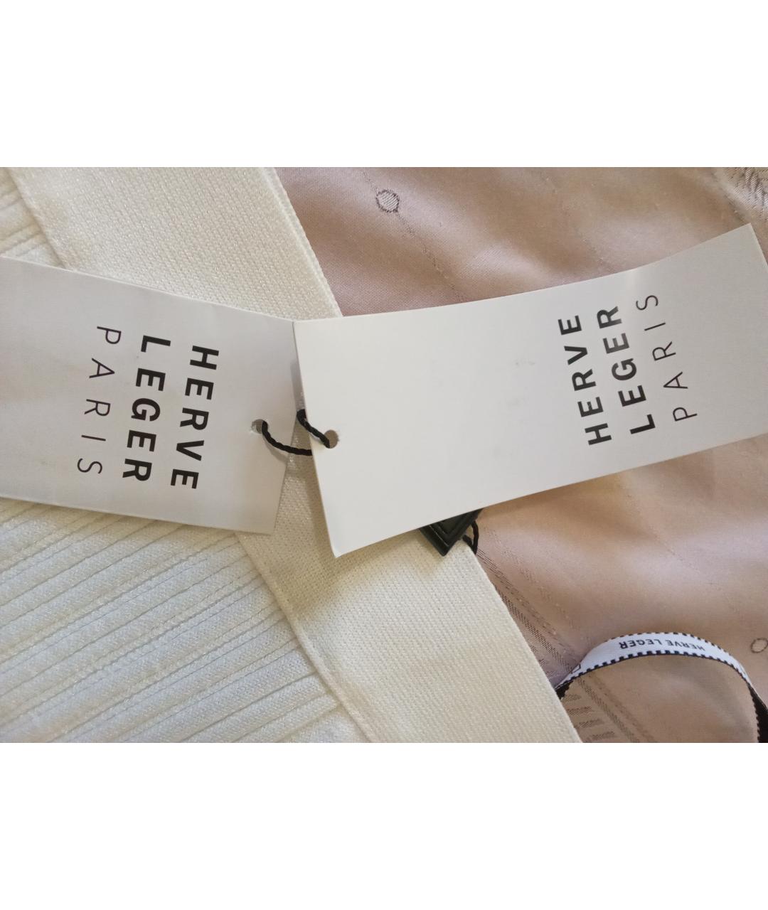 HERVE LEGER Белая вискозная юбка миди, фото 6