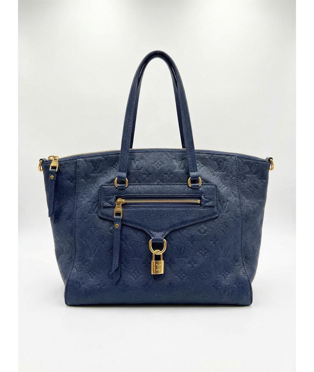 LOUIS VUITTON Синяя кожаная сумка тоут, фото 9