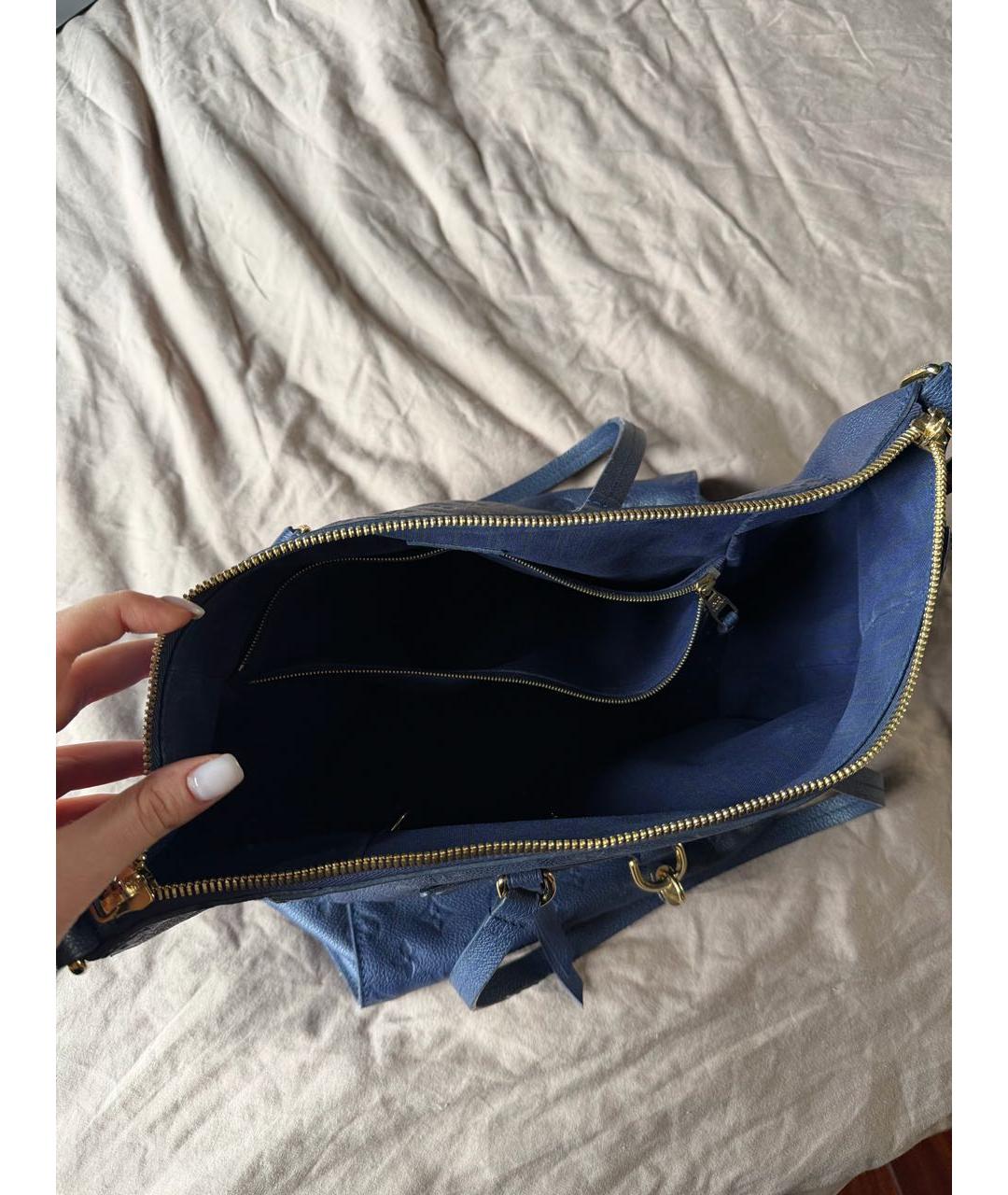 LOUIS VUITTON Синяя кожаная сумка тоут, фото 3