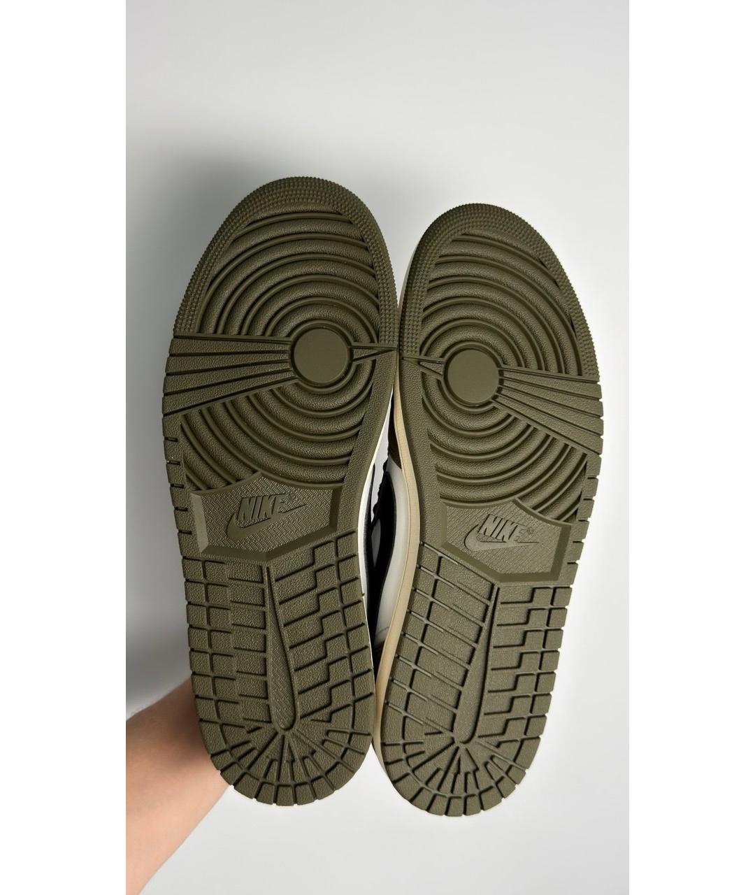 JORDAN Зеленые кожаные низкие кроссовки / кеды, фото 7