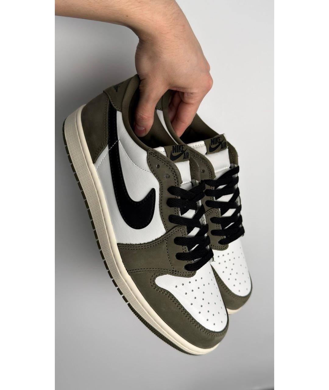 JORDAN Зеленые кожаные низкие кроссовки / кеды, фото 4