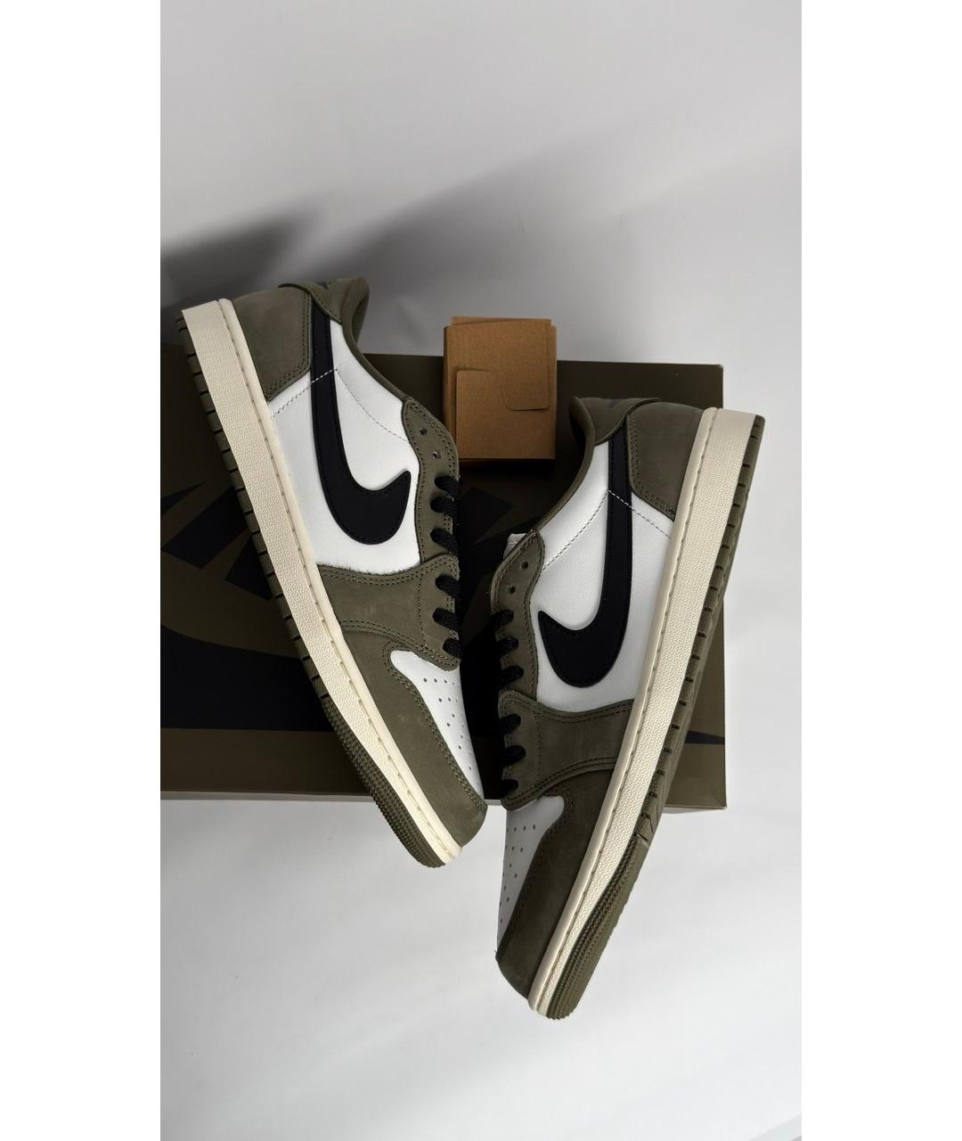 JORDAN Зеленые кожаные низкие кроссовки / кеды, фото 3