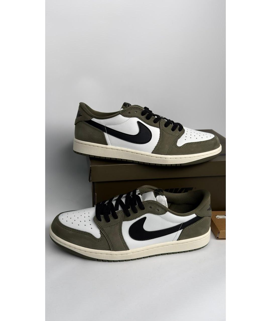 JORDAN Зеленые кожаные низкие кроссовки / кеды, фото 5