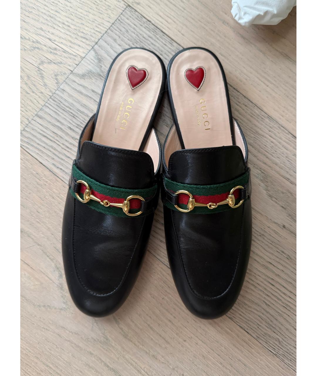 GUCCI Черные кожаные мюли, фото 2