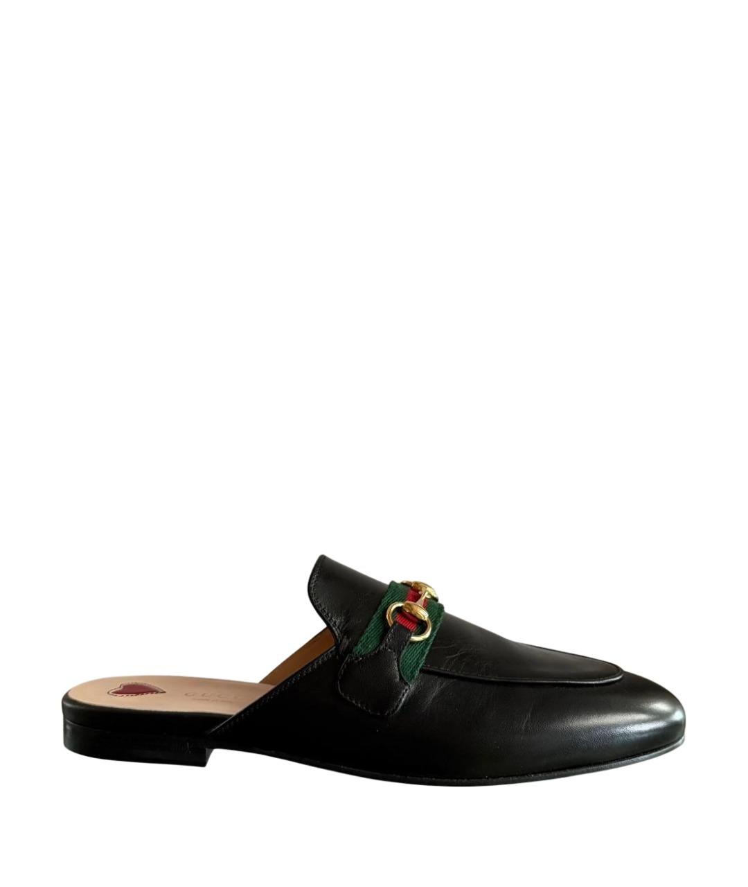 GUCCI Черные кожаные мюли, фото 1