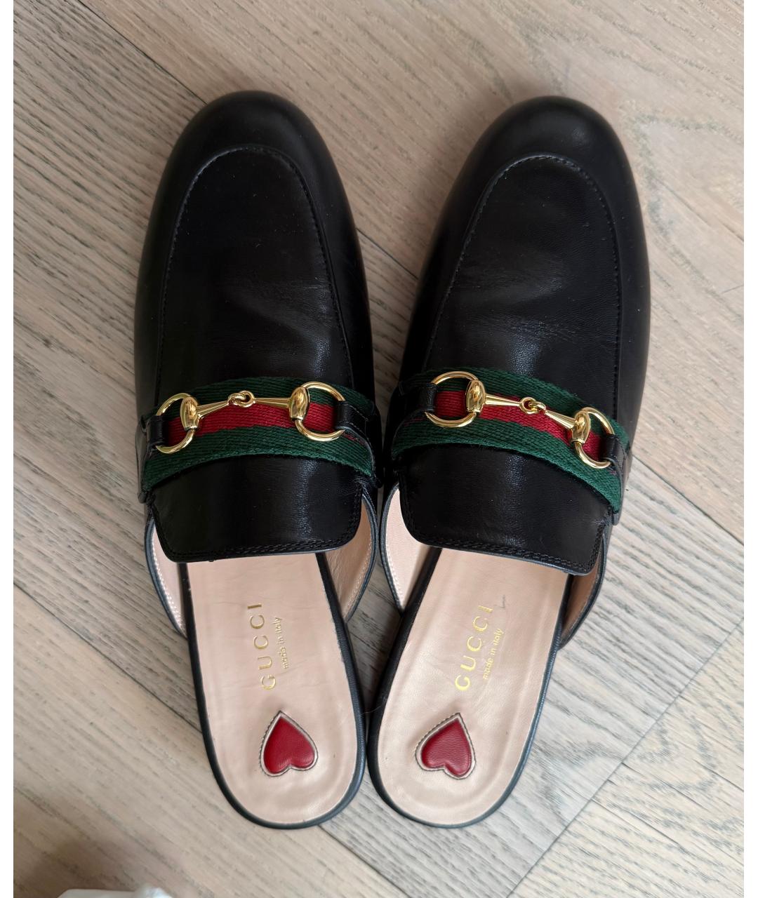 GUCCI Черные кожаные мюли, фото 3