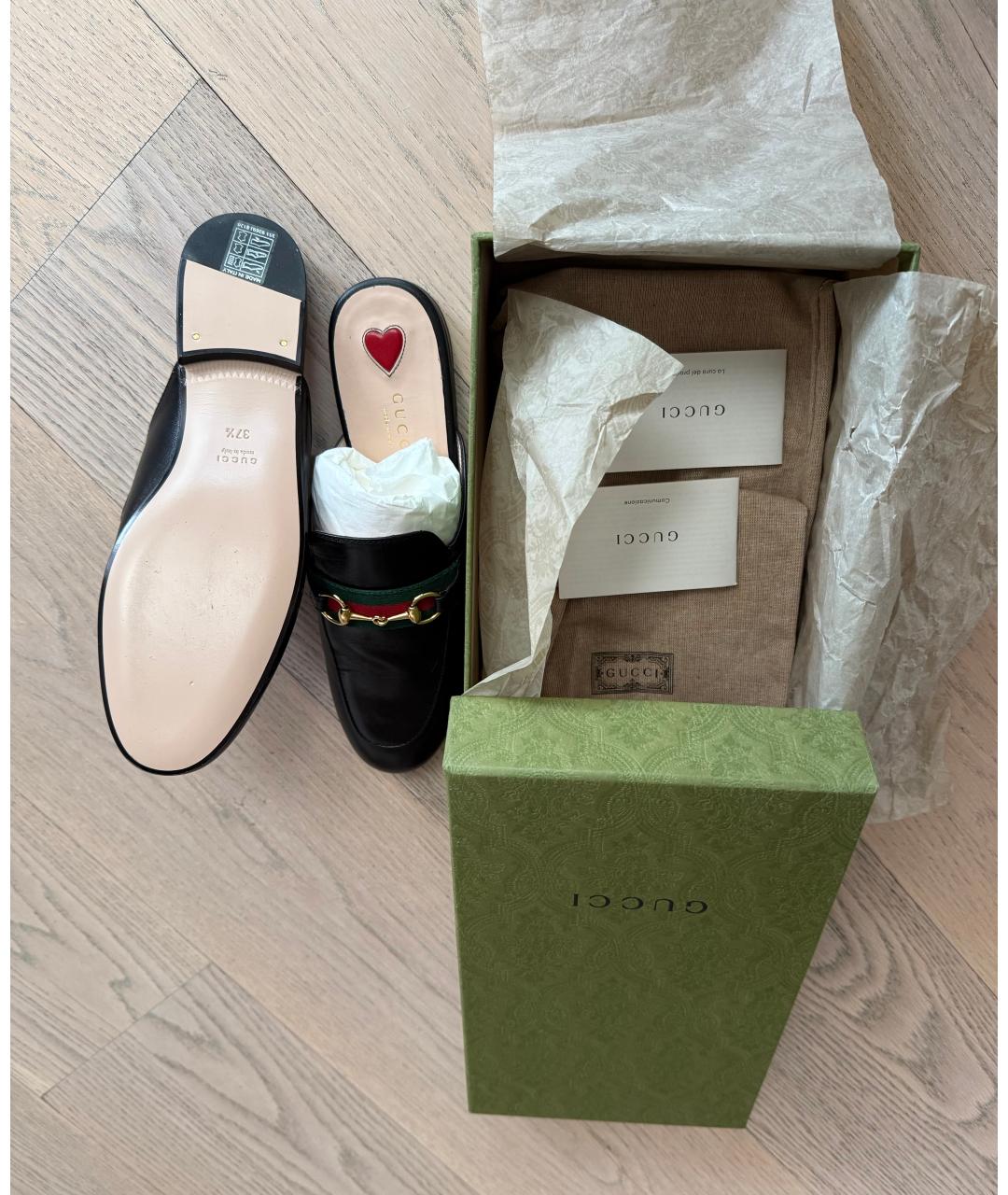 GUCCI Черные кожаные мюли, фото 7