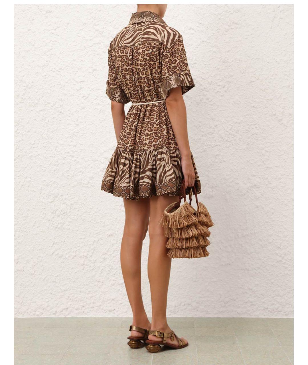 ZIMMERMANN Коричневое хлопковое повседневное платье, фото 6