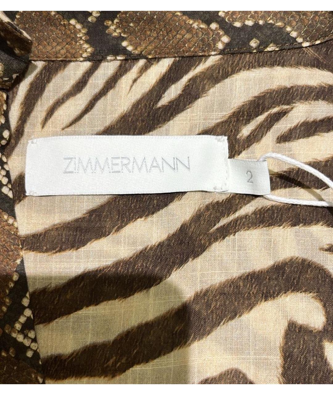 ZIMMERMANN Коричневое хлопковое повседневное платье, фото 3