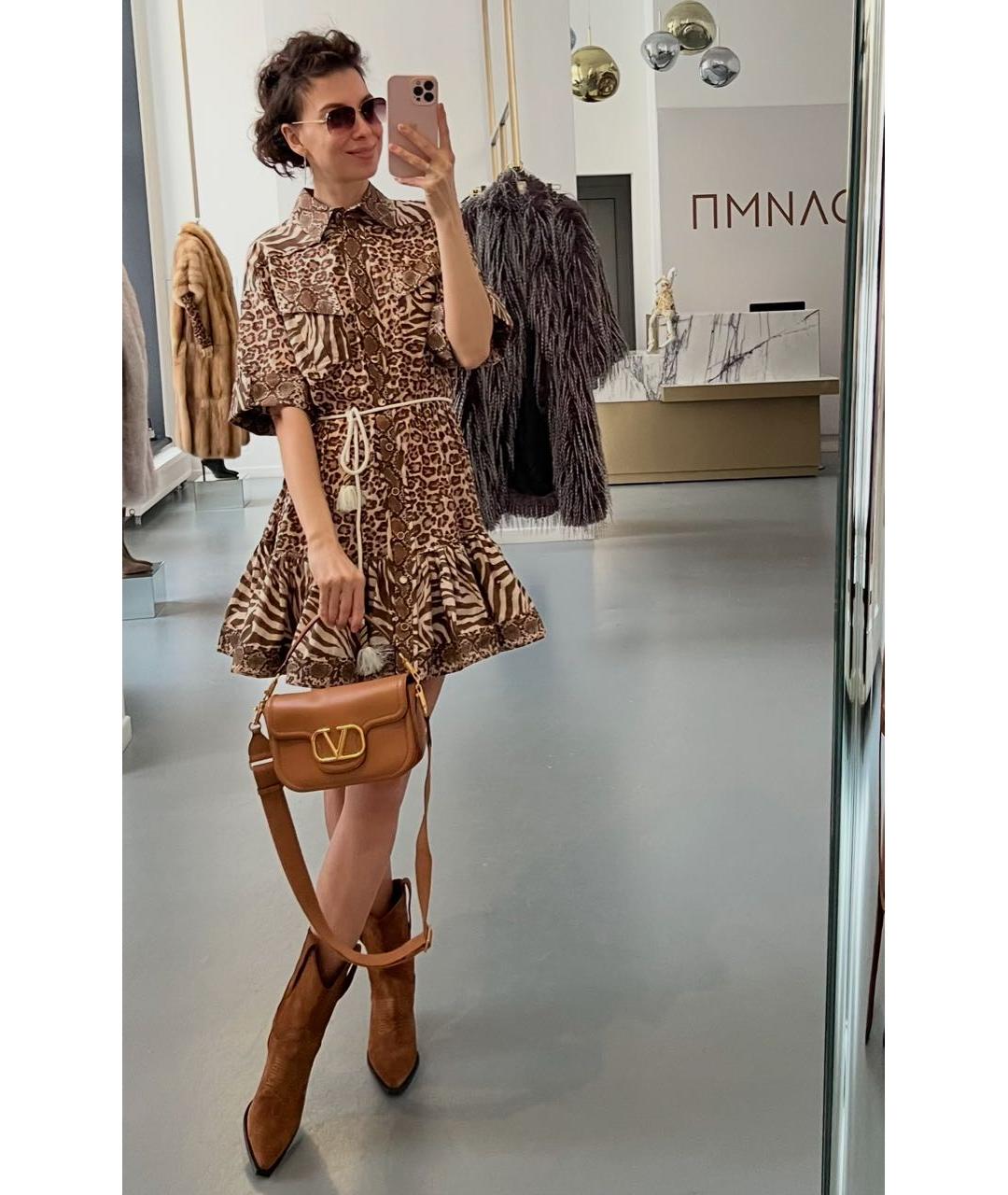 ZIMMERMANN Коричневое хлопковое повседневное платье, фото 8