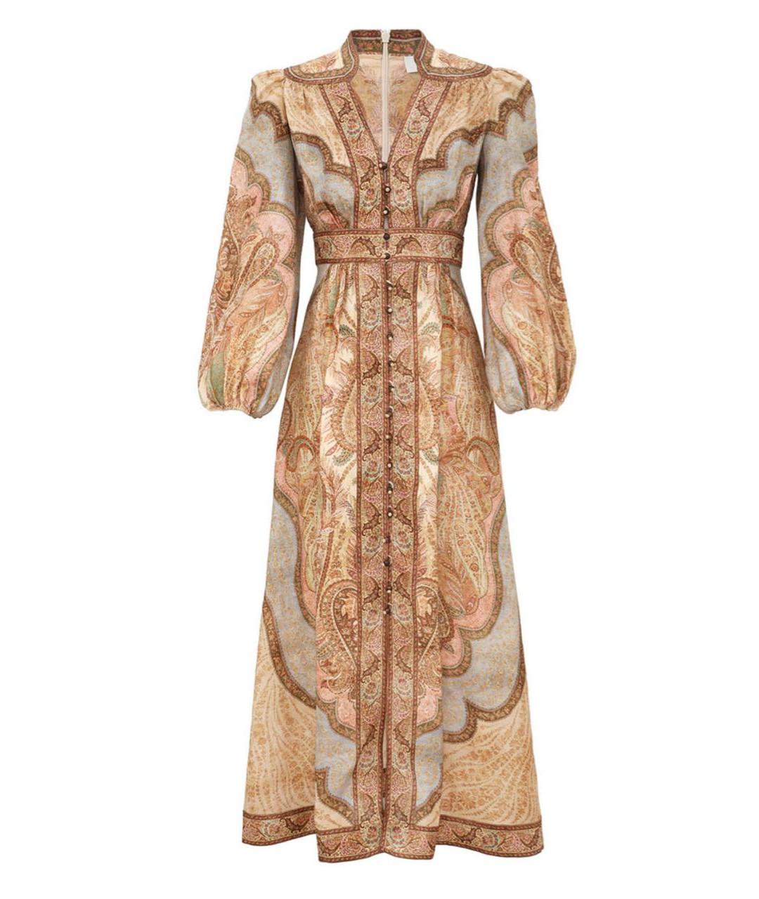 ZIMMERMANN Коричневое льняное повседневное платье, фото 8