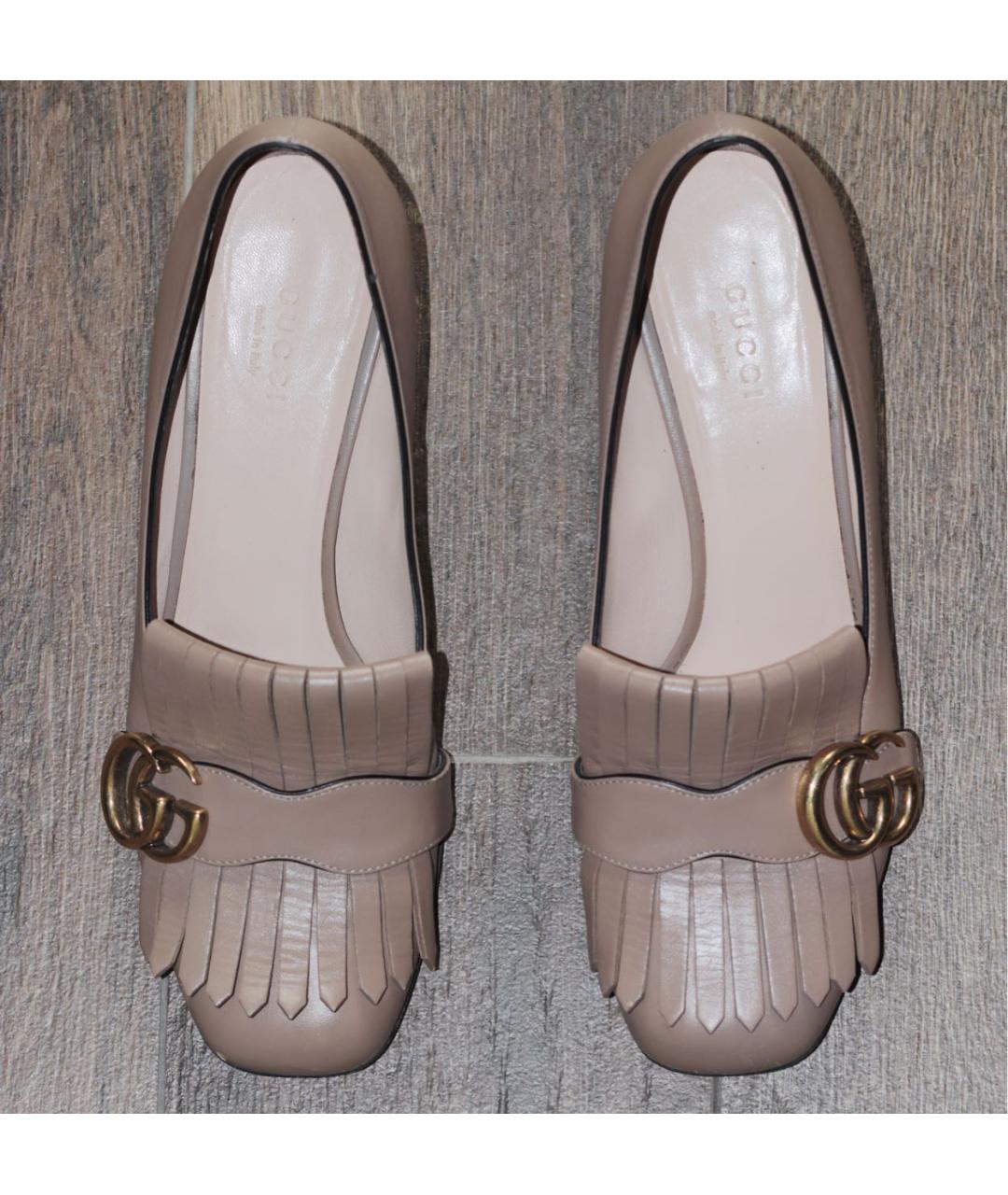 GUCCI Бежевые кожаные туфли, фото 3