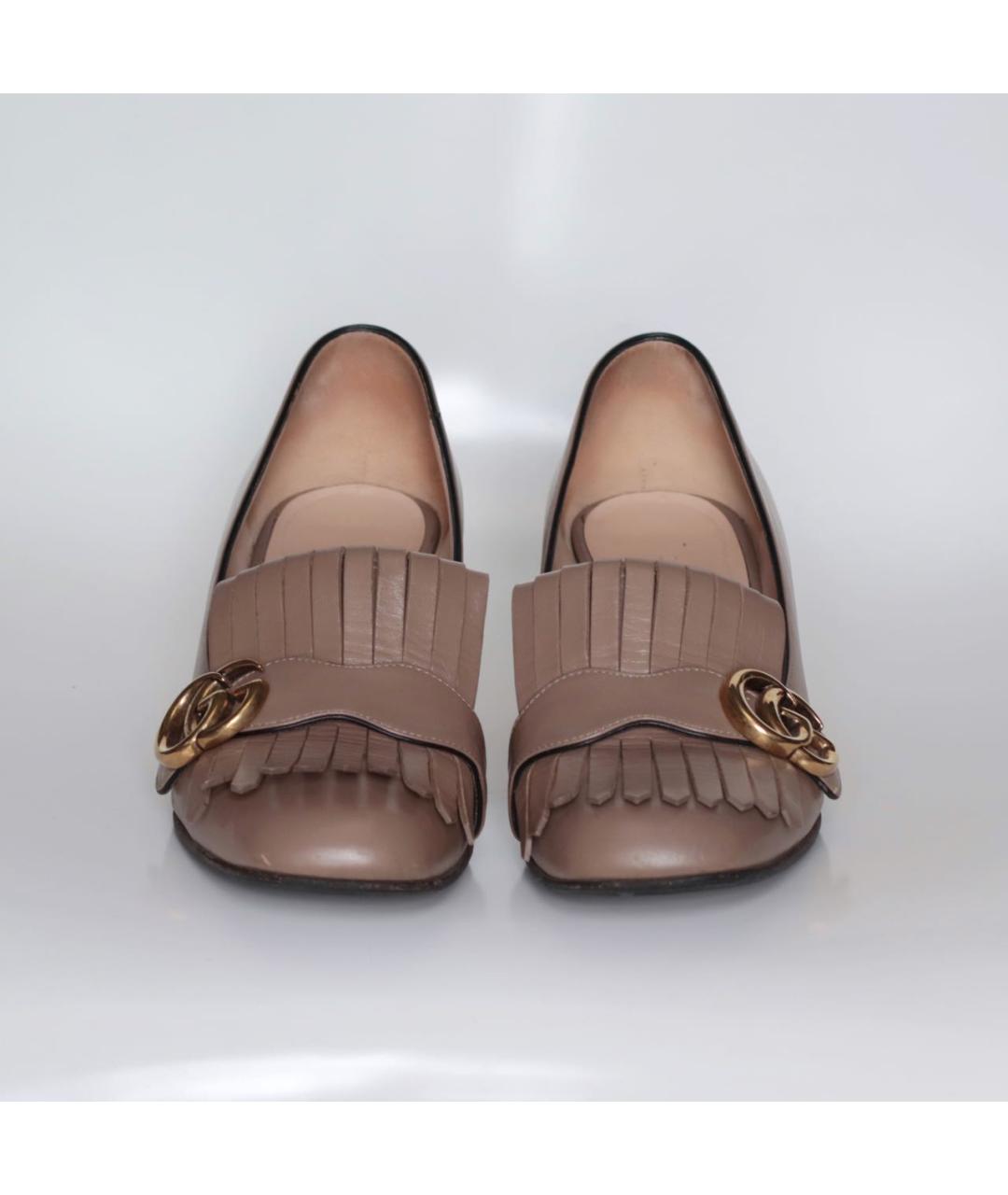 GUCCI Бежевые кожаные туфли, фото 2