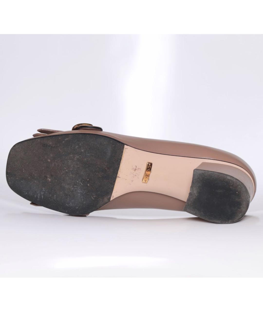 GUCCI Бежевые кожаные туфли, фото 7