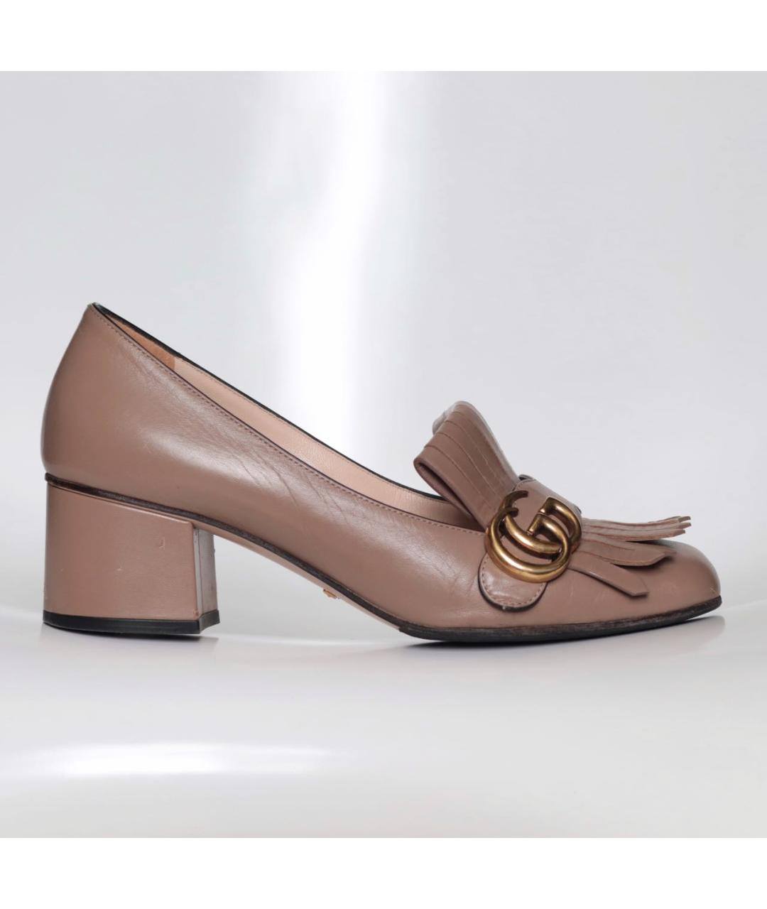 GUCCI Бежевые кожаные туфли, фото 8