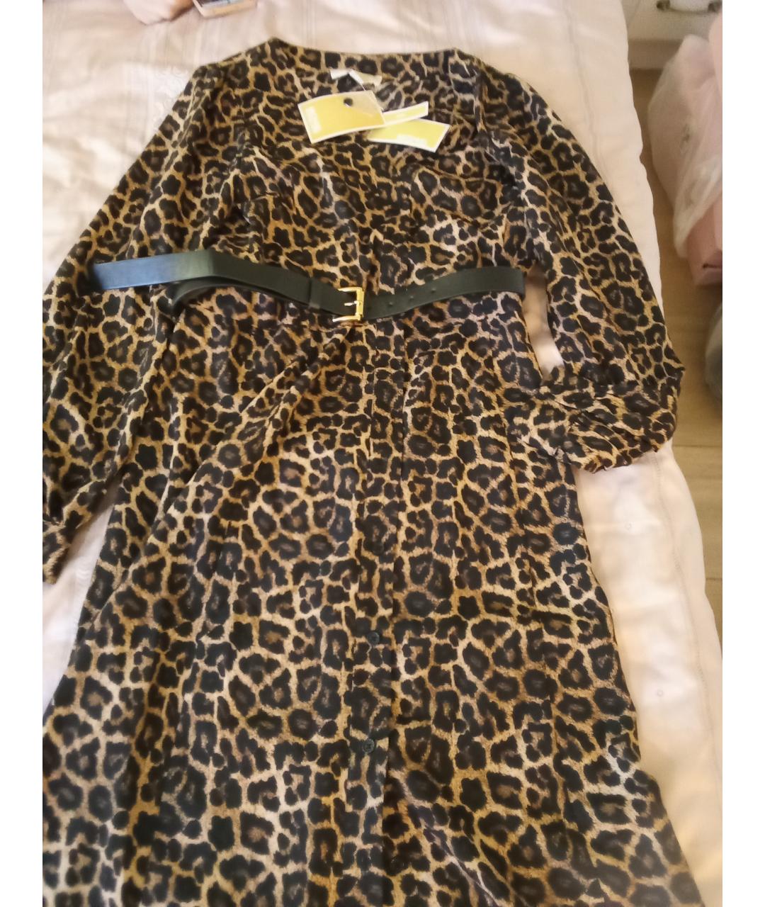 MICHAEL MICHAEL KORS Коричневое полиэстеровое повседневное платье, фото 7