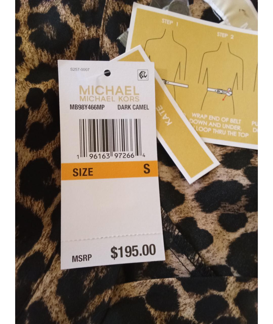 MICHAEL MICHAEL KORS Коричневое полиэстеровое повседневное платье, фото 5