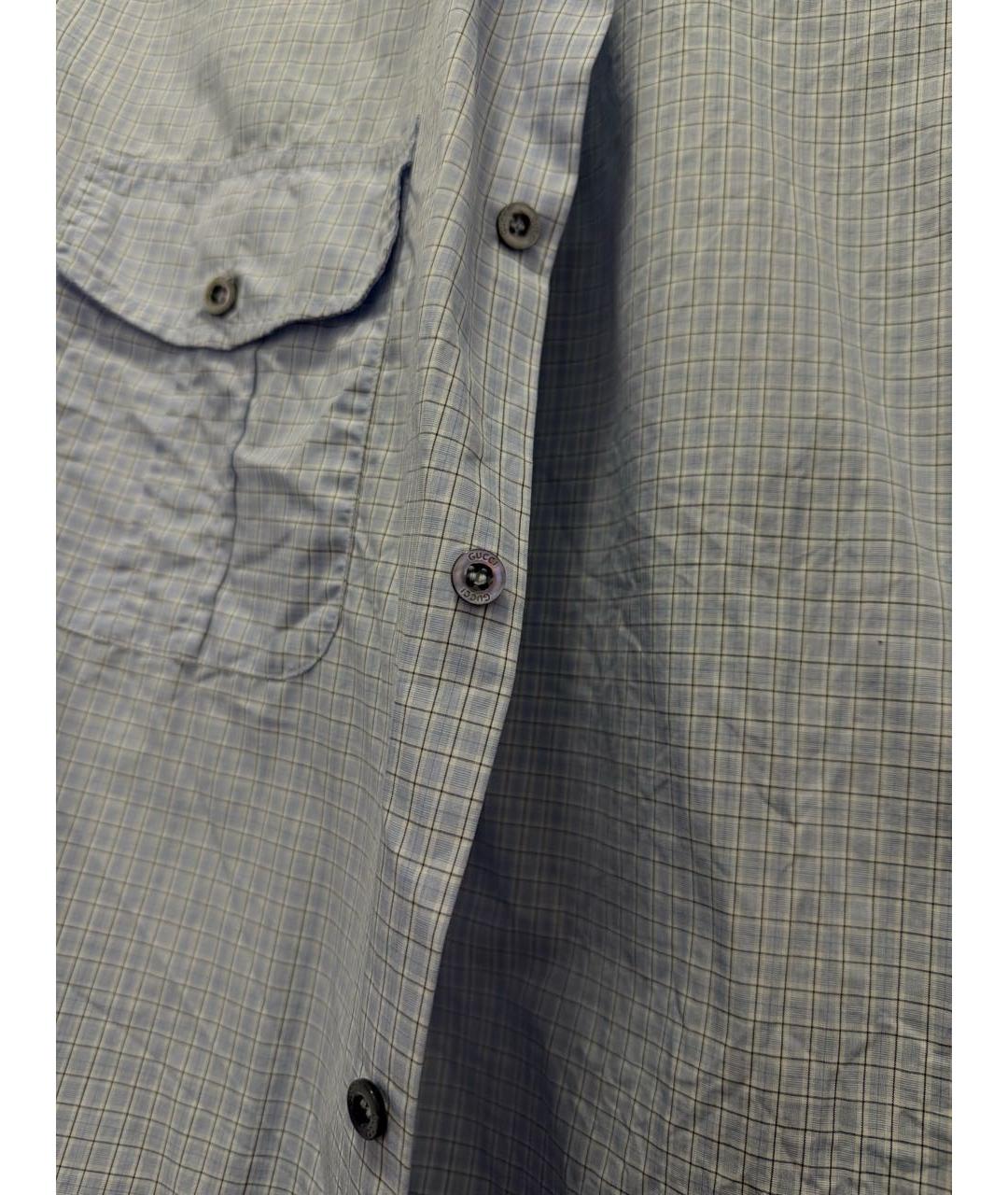 GUCCI Голубая хлопковая классическая рубашка, фото 8
