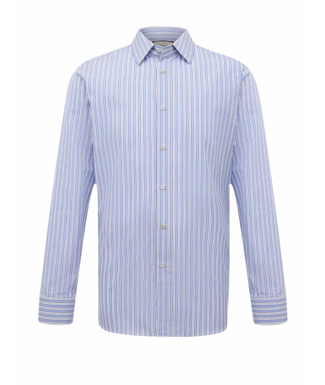 GUCCI Голубая хлопковая классическая рубашка, фото 1