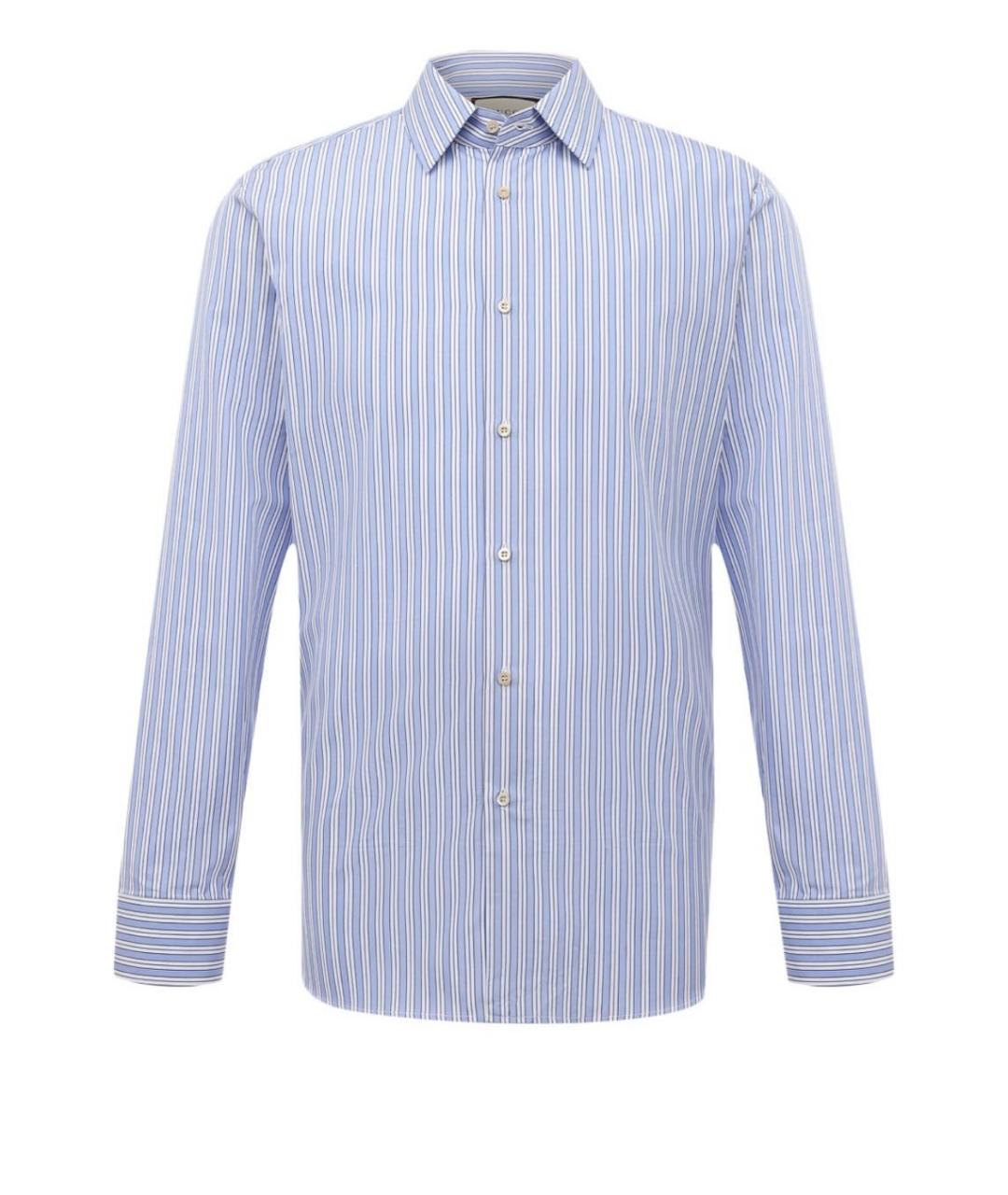 GUCCI Голубая хлопковая классическая рубашка, фото 9