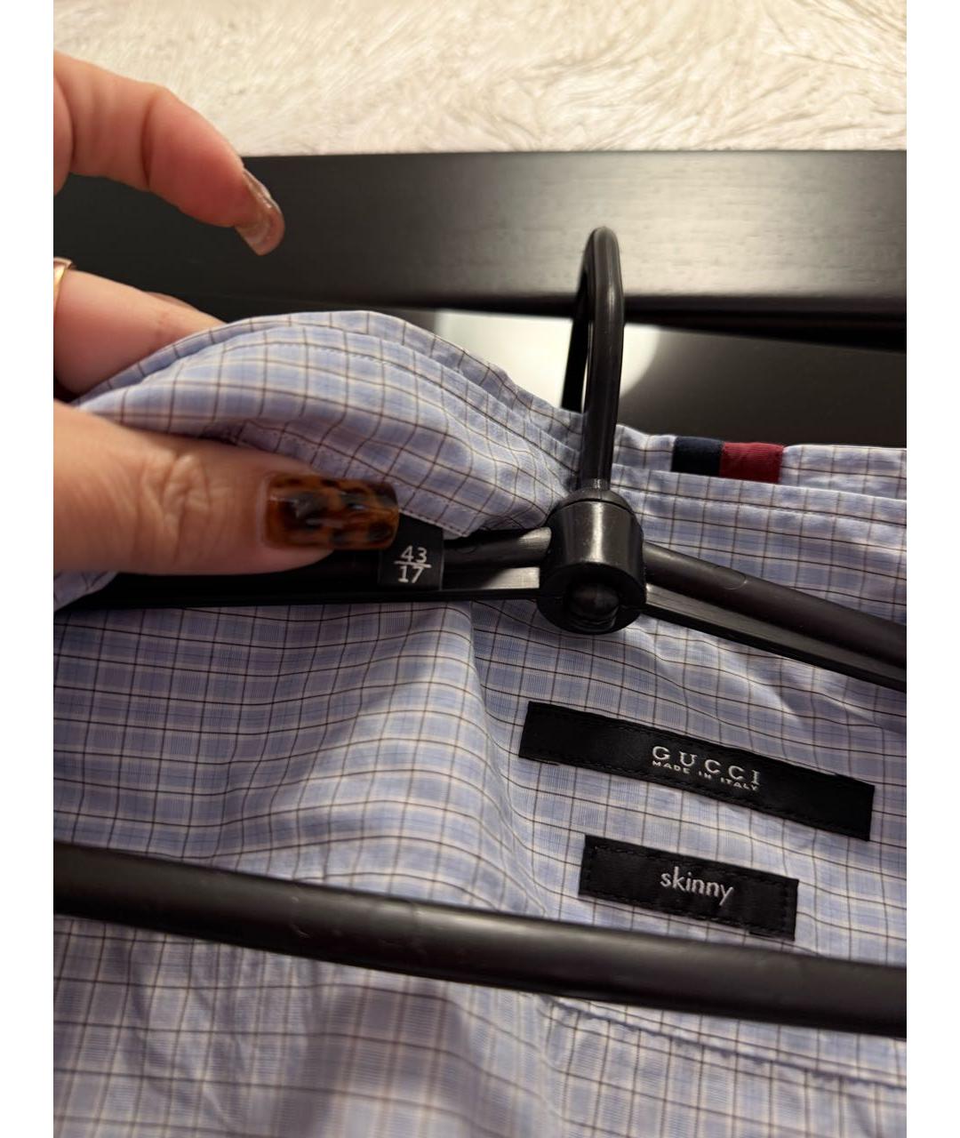 GUCCI Голубая хлопковая классическая рубашка, фото 6