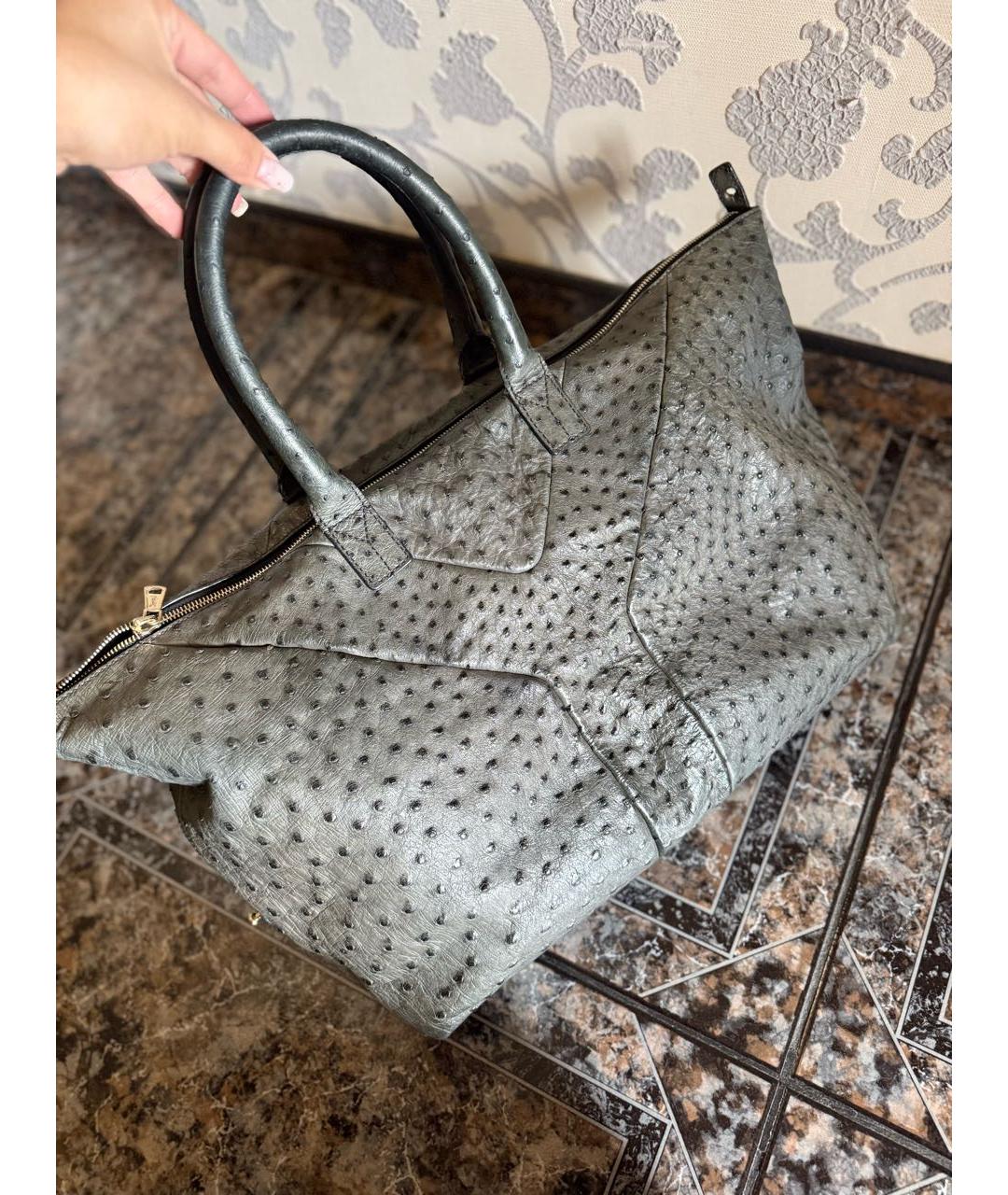 SAINT LAURENT Антрацитовая сумка тоут из экзотической кожи, фото 2