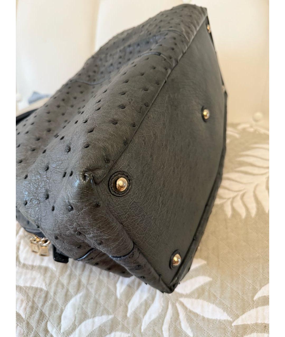 SAINT LAURENT Антрацитовая сумка тоут из экзотической кожи, фото 4