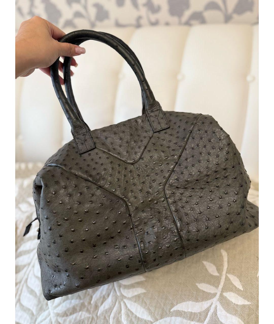 SAINT LAURENT Антрацитовая сумка тоут из экзотической кожи, фото 6