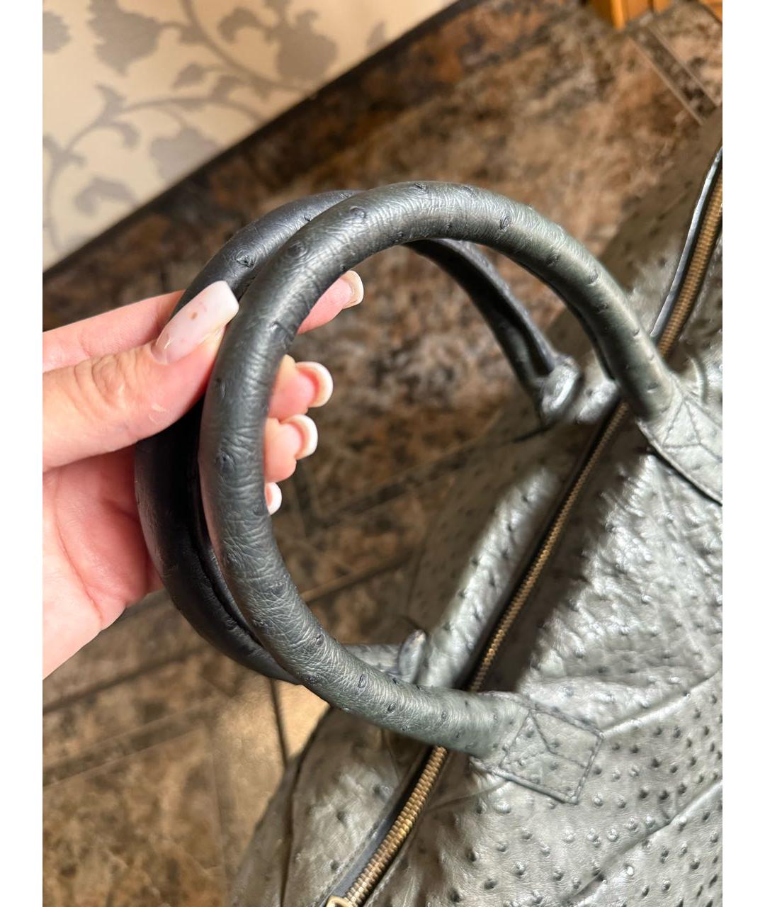 SAINT LAURENT Антрацитовая сумка тоут из экзотической кожи, фото 3