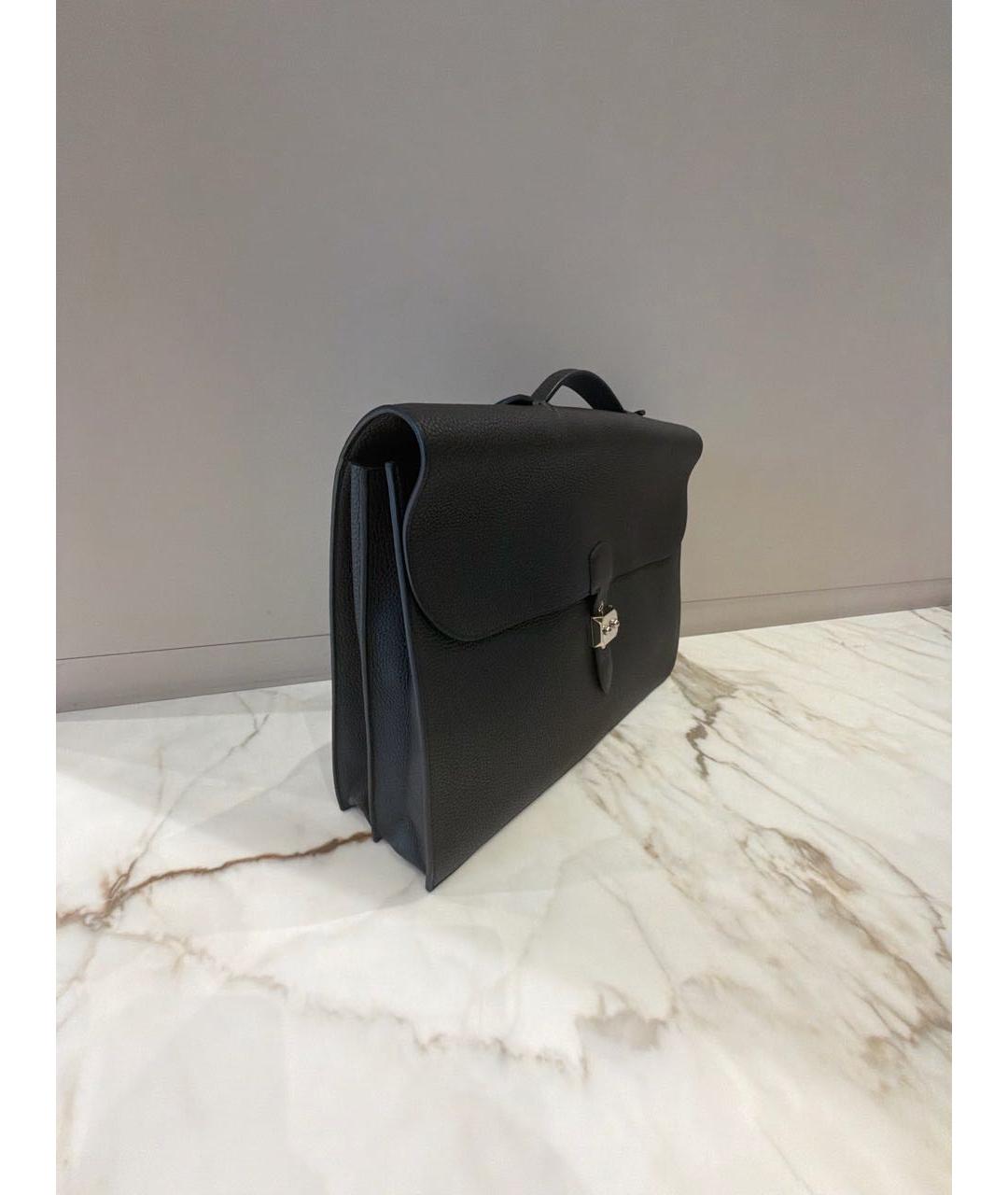 HERMES Черный кожаный портфель, фото 2