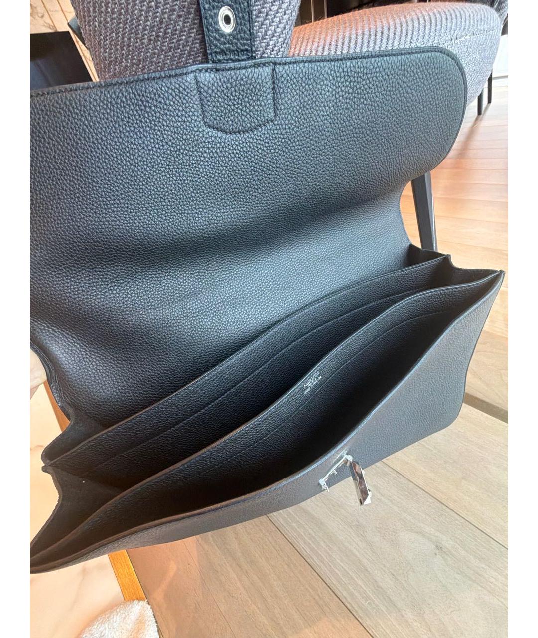 HERMES Черный кожаный портфель, фото 4
