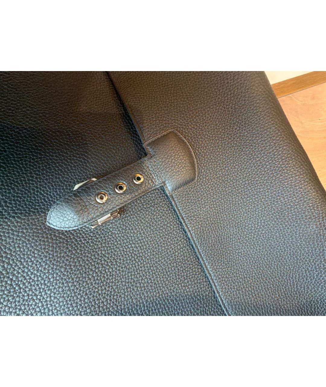 HERMES Черный кожаный портфель, фото 6