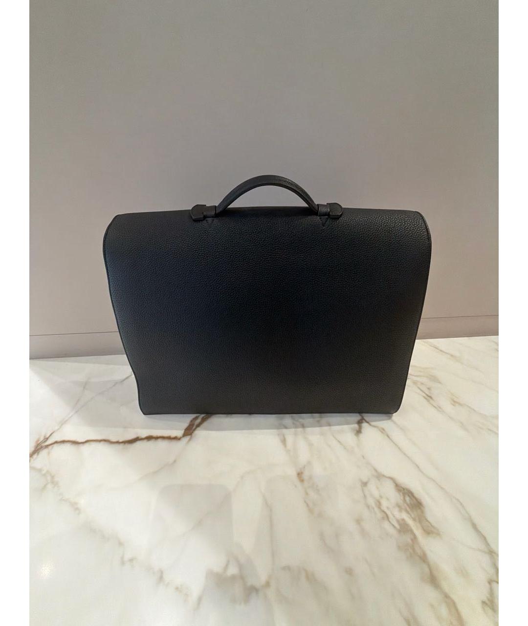 HERMES Черный кожаный портфель, фото 3
