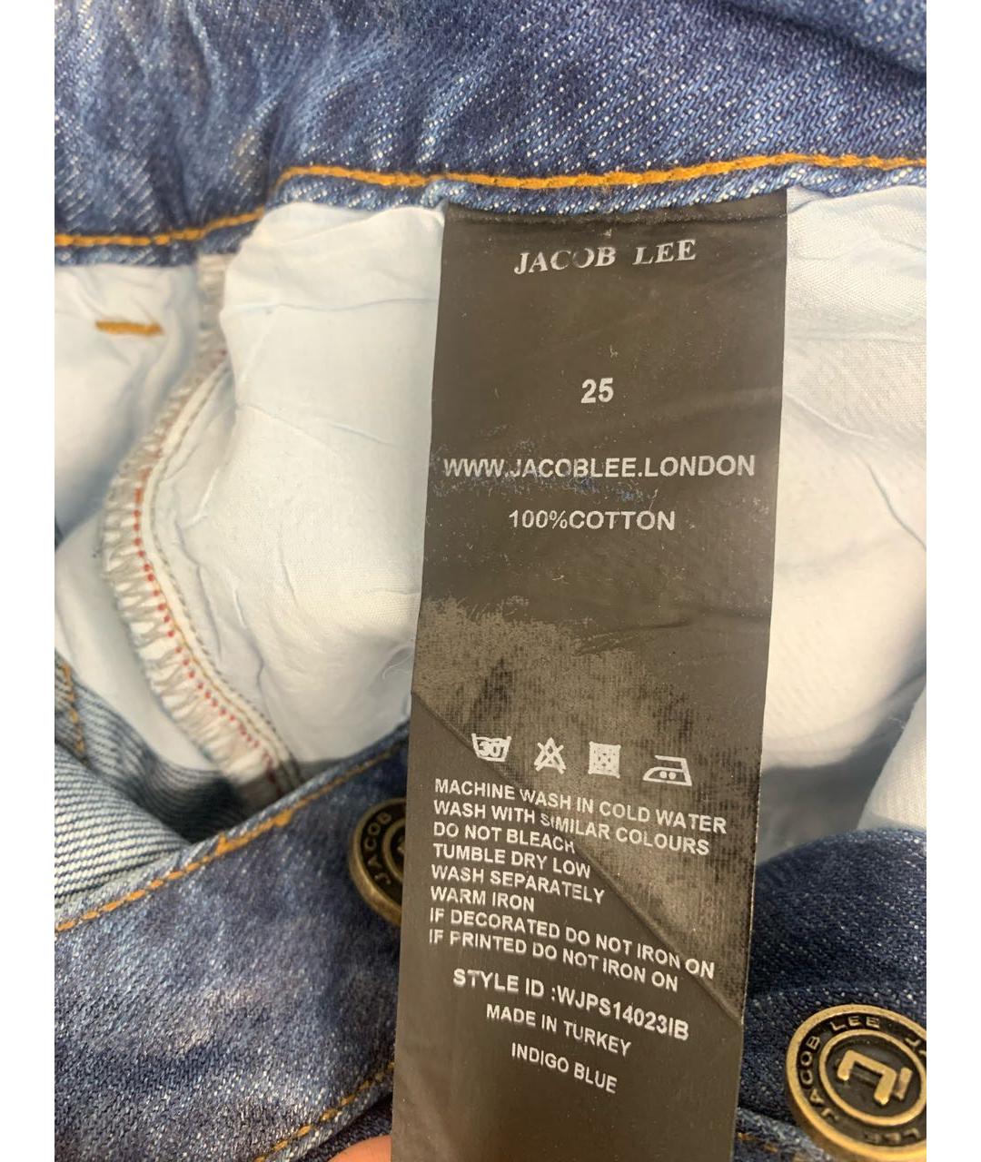Jacob Lee Синие хлопковые прямые джинсы, фото 6
