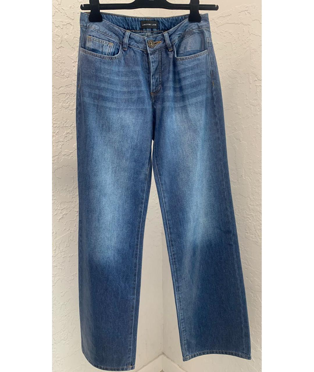 Jacob Lee Синие хлопковые прямые джинсы, фото 9