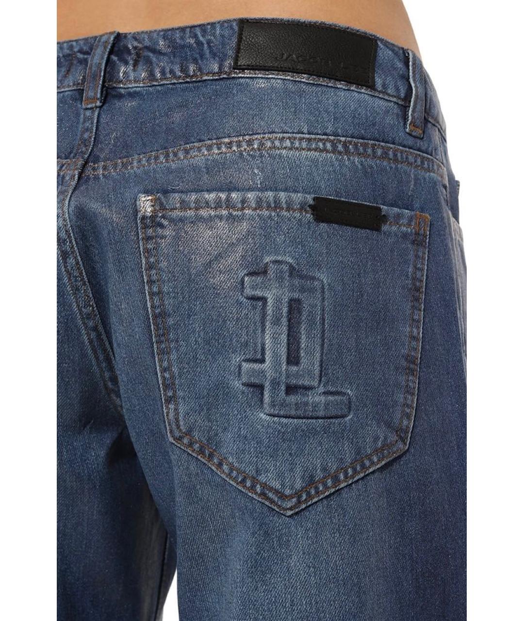 Jacob Lee Синие хлопковые прямые джинсы, фото 4