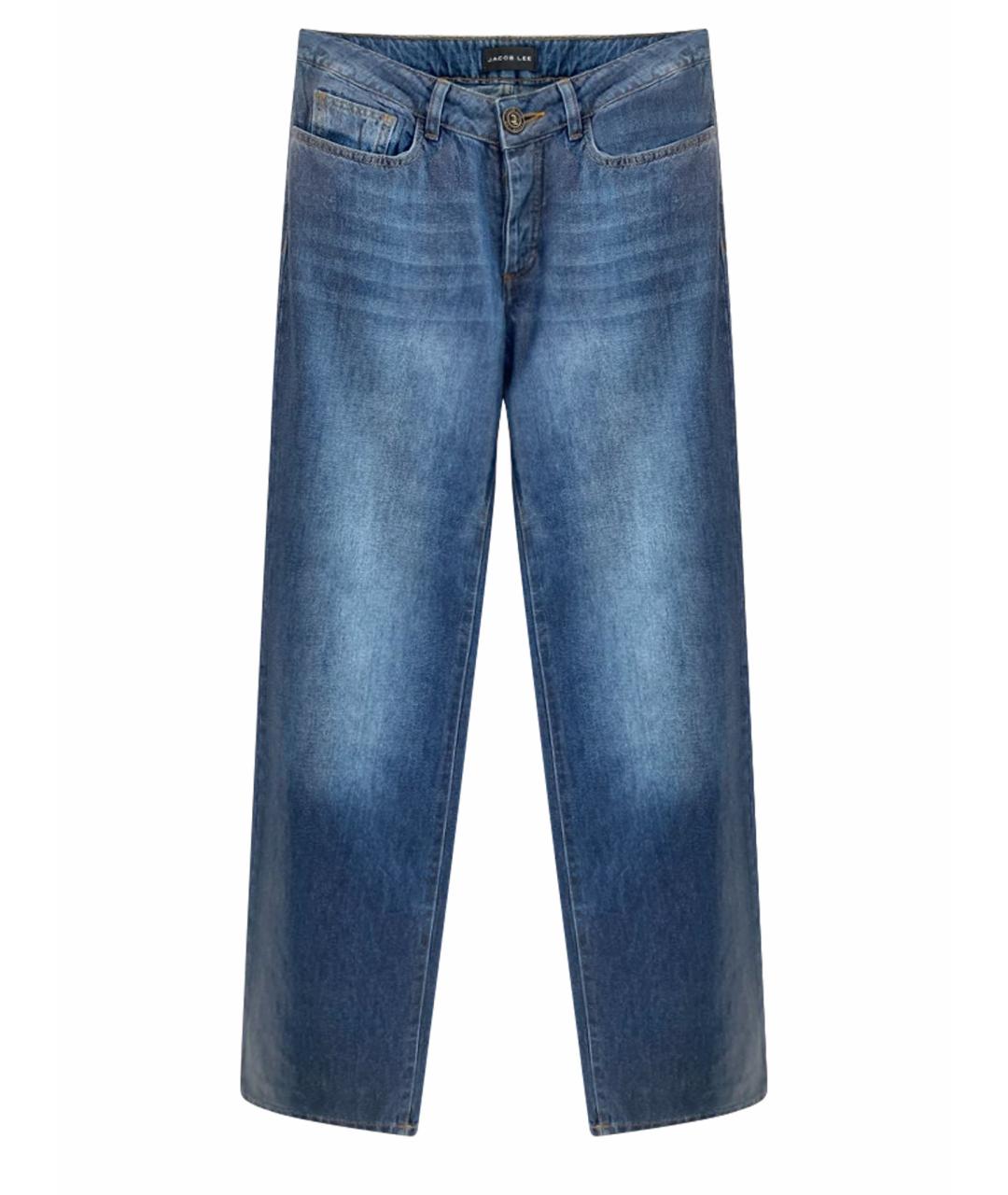 Jacob Lee Синие хлопковые прямые джинсы, фото 1