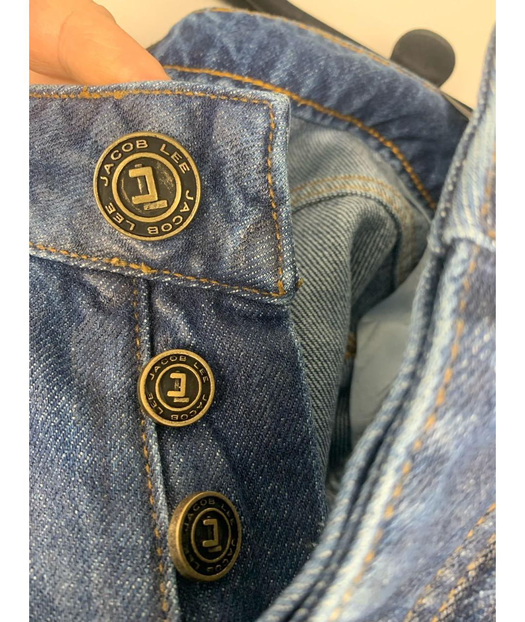 Jacob Lee Синие хлопковые прямые джинсы, фото 7