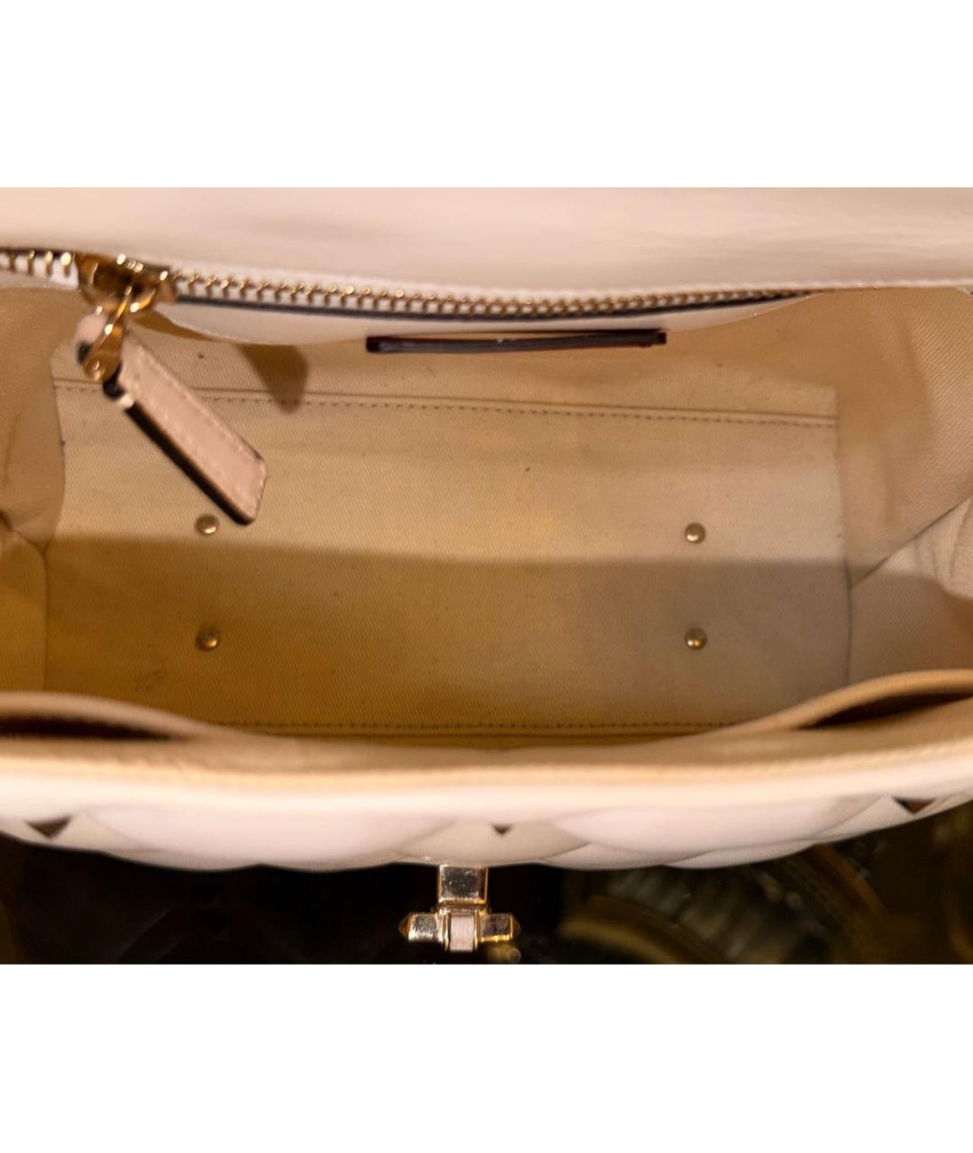 VALENTINO Белая кожаная сумка с короткими ручками, фото 6