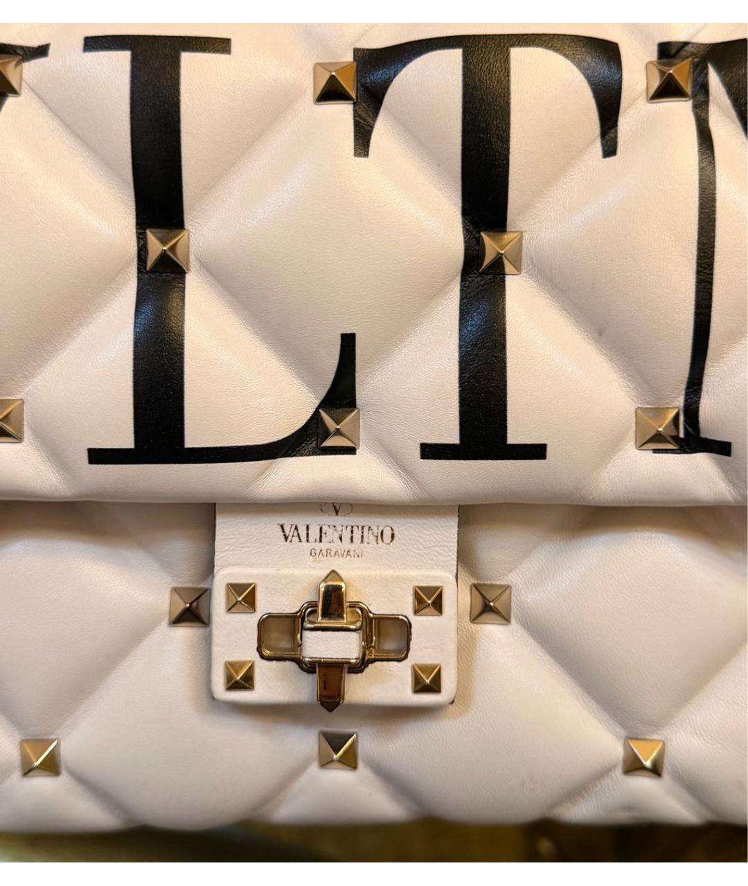 VALENTINO Белая кожаная сумка с короткими ручками, фото 3