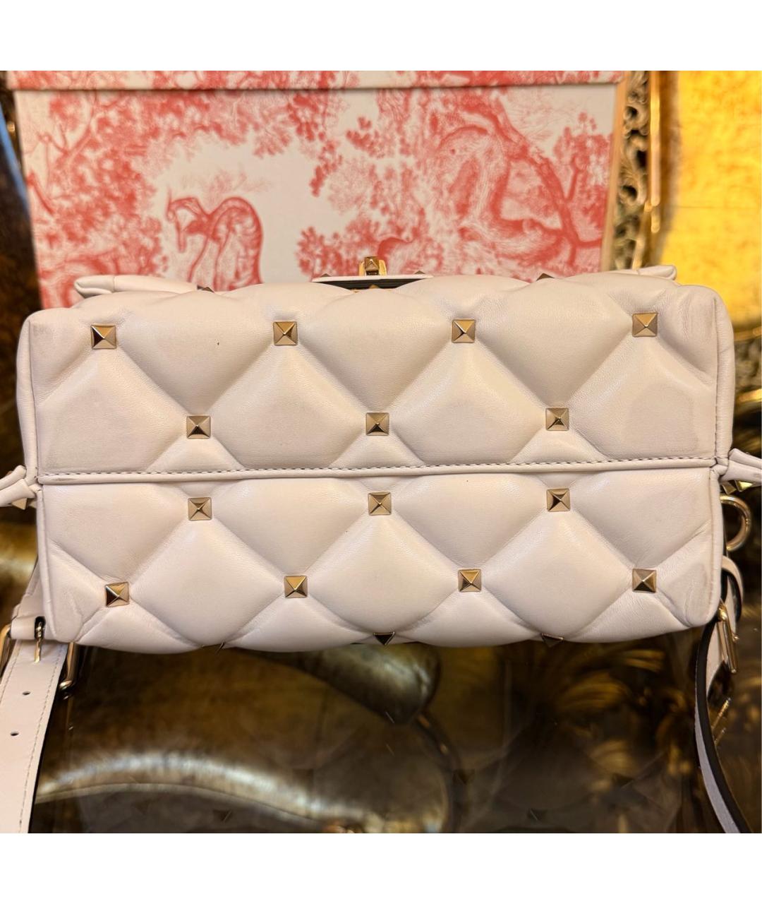VALENTINO Белая кожаная сумка с короткими ручками, фото 5