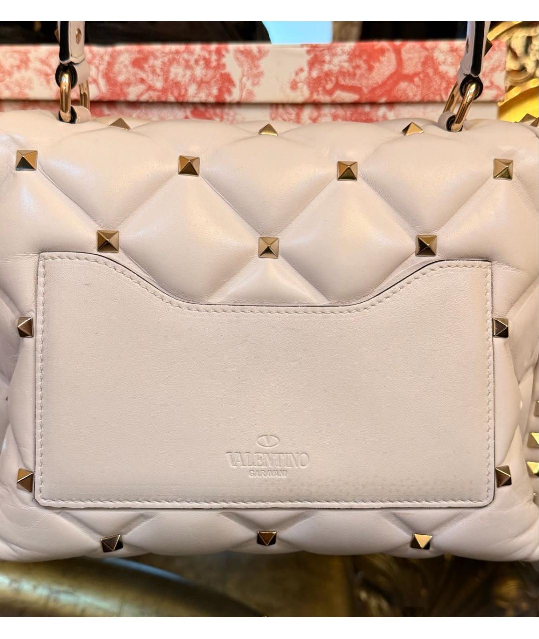 VALENTINO Белая кожаная сумка с короткими ручками, фото 4