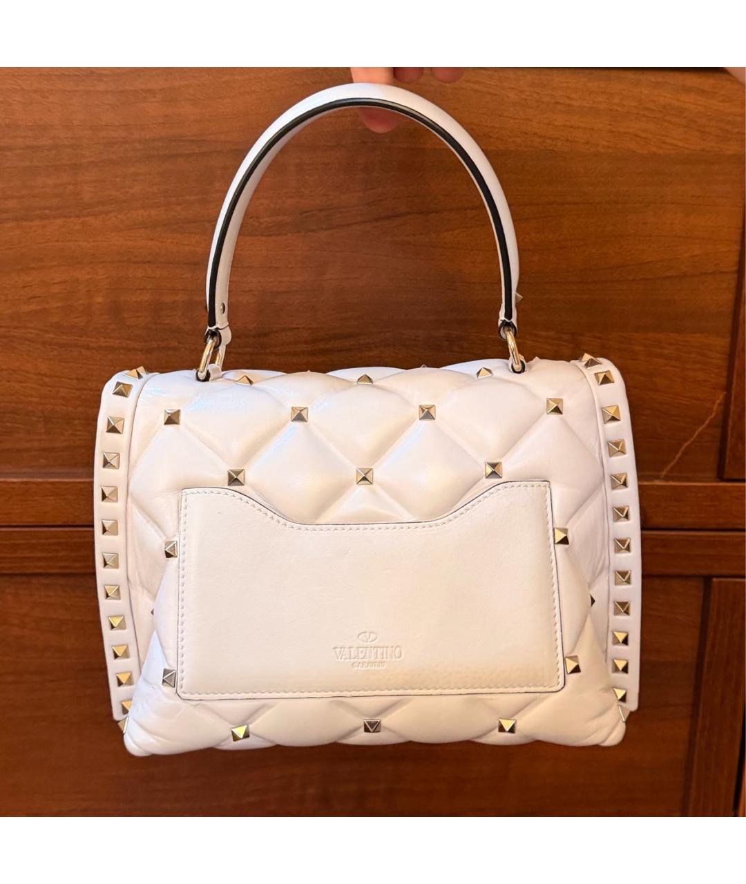 VALENTINO Белая кожаная сумка с короткими ручками, фото 2