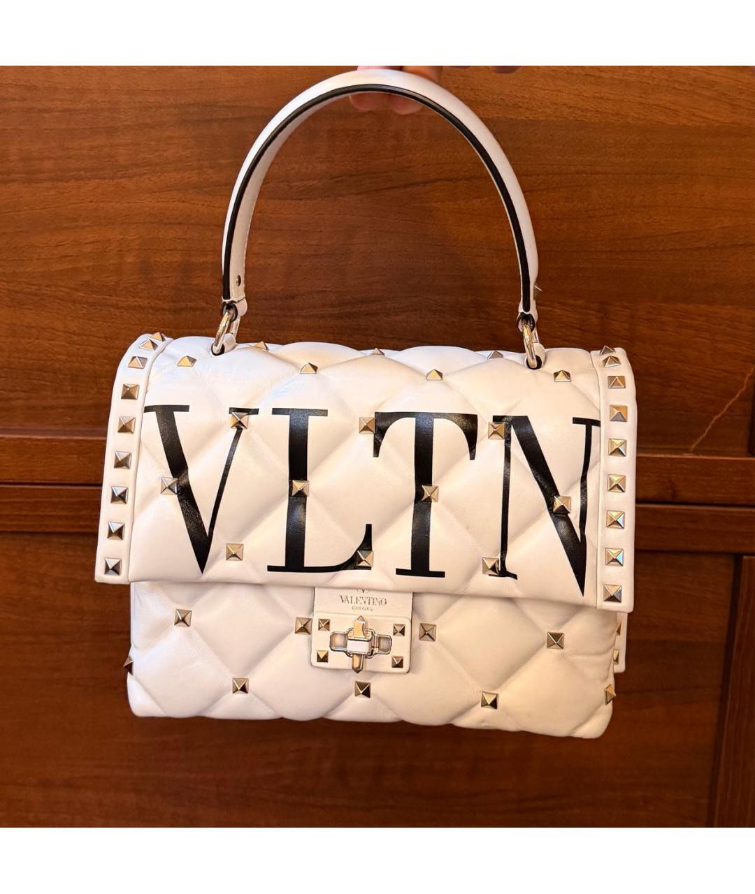 VALENTINO Белая кожаная сумка с короткими ручками, фото 7